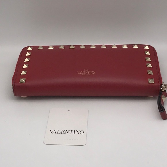 Valentino Garavani Rockstud Continental Leather Wallet. EUC  RED - Picture 9 of 16